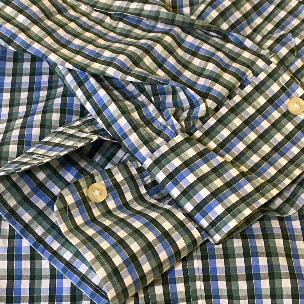 Vineyard Vines Size S Green Blue White Long Sleeves Trucker Button Down Shirt - Picture 7 of 9